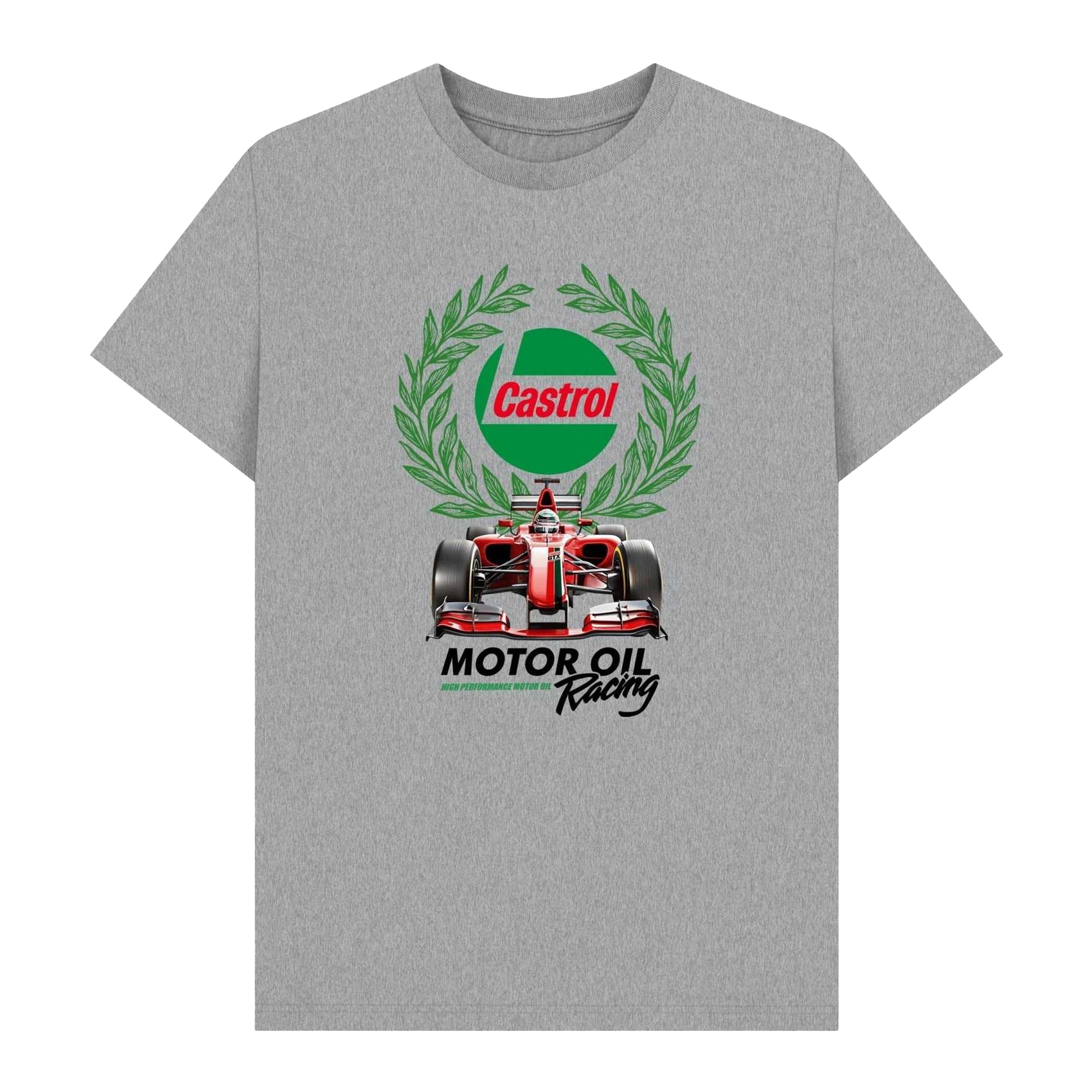 Athletic Grey - Front - Castrol Unisex Adult Motor Oil Racing T-Shirt