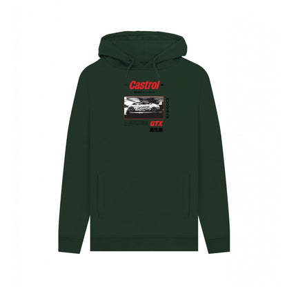Evergreen - Front - Castrol Unisex Adult Retro B&W Racing Hoodie
