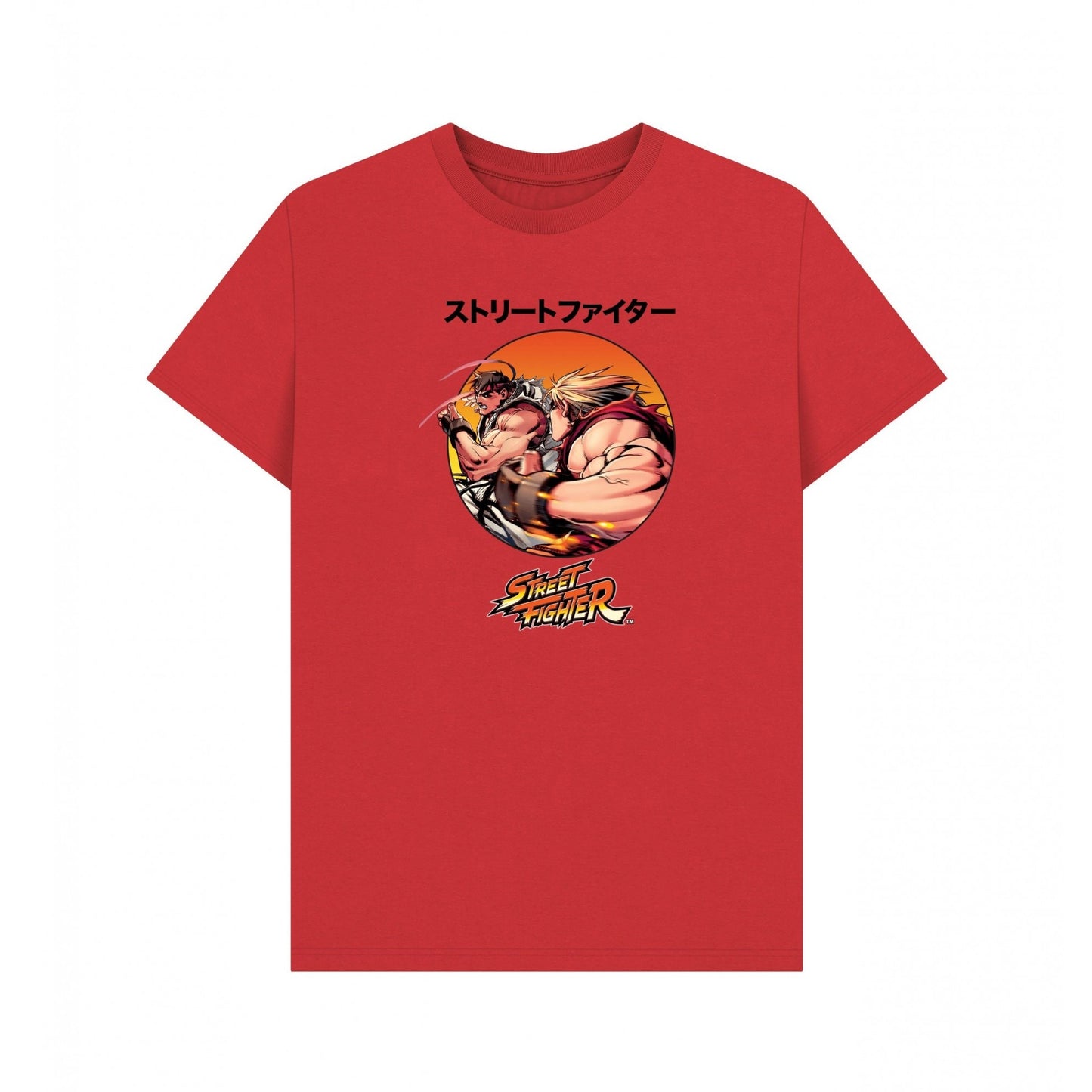 Red - Front - Street Fighter 2 Unisex Adult Battle T-Shirt