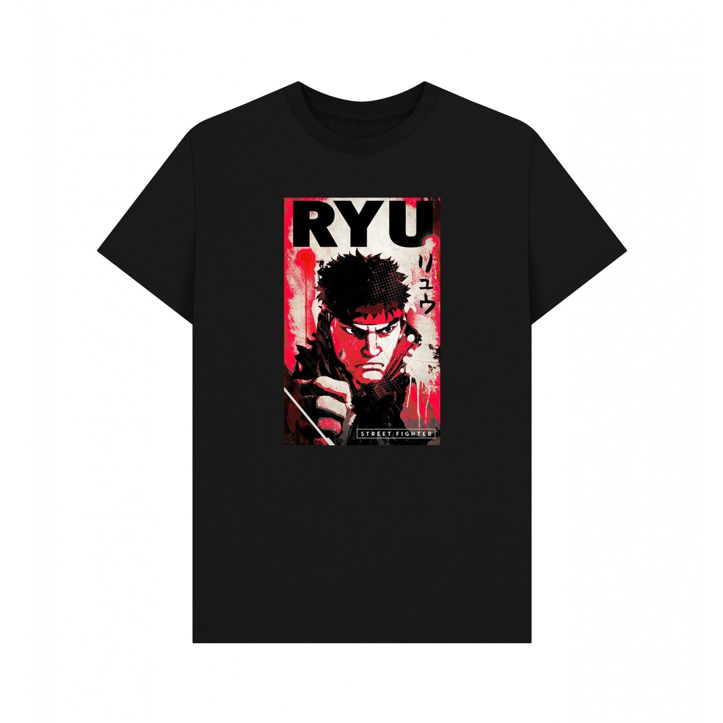 Black - Front - Street Fighter Unisex Adult Ryu Kanji T-Shirt