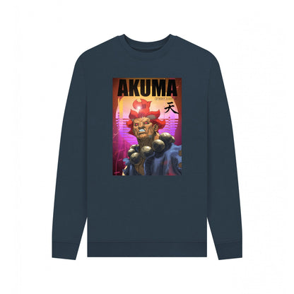 Navy Blue - Front - Street Fighter Unisex Adult Akuma Neon Sweatshirt