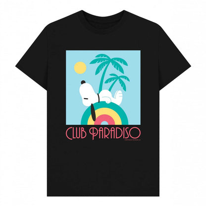 Black - Front - Peanuts Unisex Adult Club Paradiso Snoopy Art Deco T-Shirt