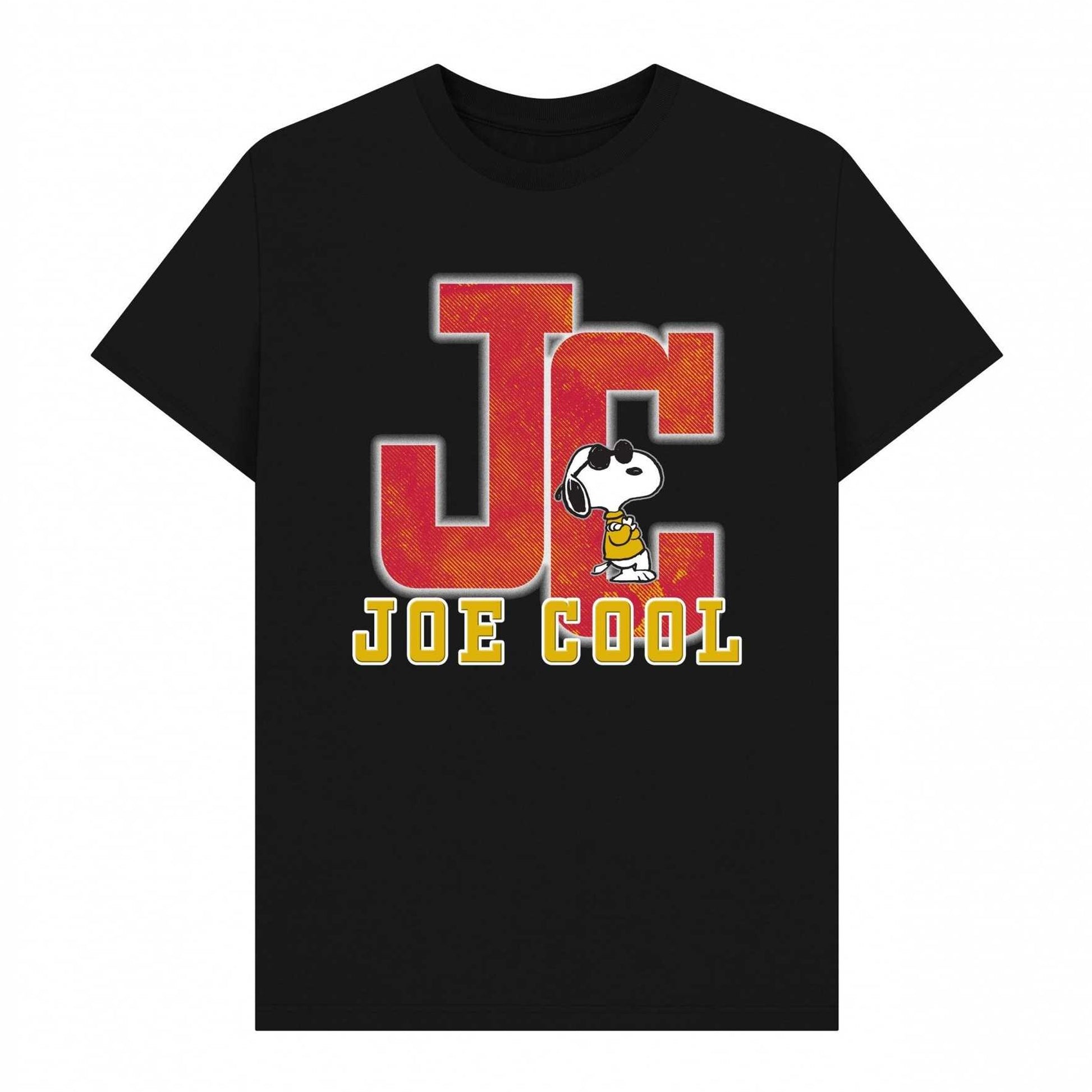 Black - Front - Peanuts Unisex Adult Varsity Joe Cool Snoopy Retro T-Shirt