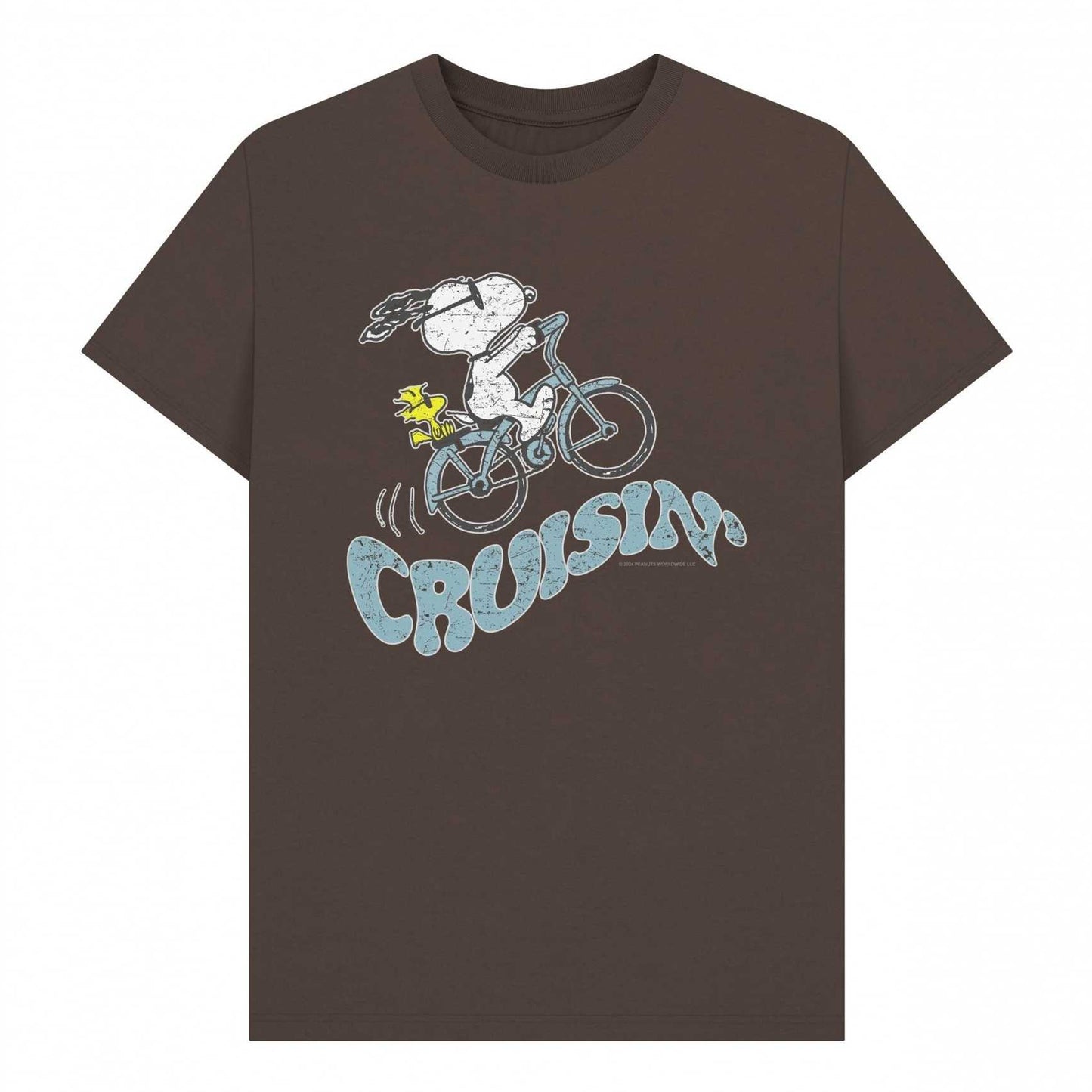 Chocolate - Front - Peanuts Unisex Adult Cruisin Snoopy & Woodstock Retro T-Shirt