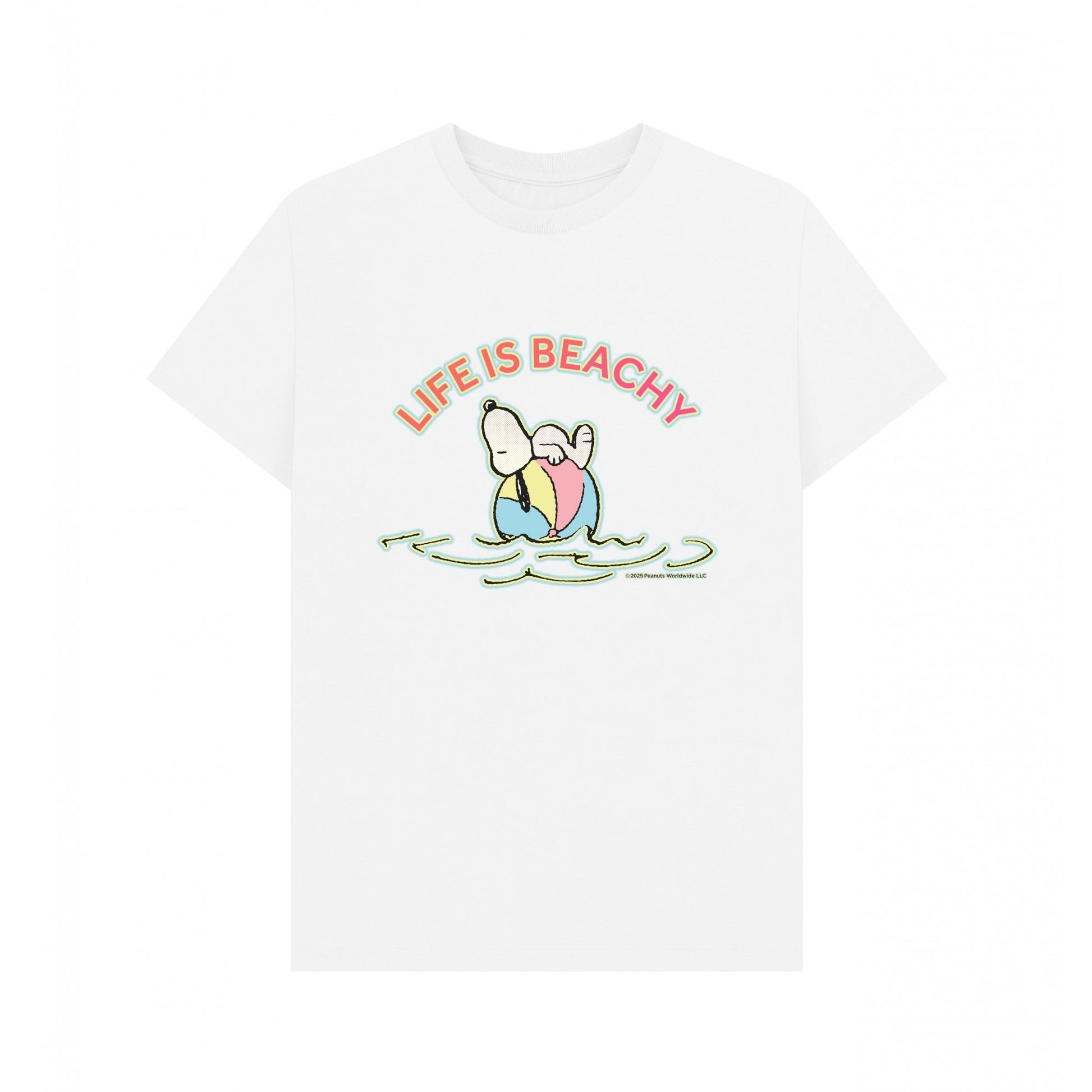 White - Front - Peanuts Unisex Adult Life Is Beachy Snoopy Vintage T-Shirt