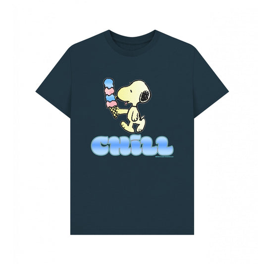 Denim Blue - Front - Peanuts Unisex Adult Snoopy Ice Cream Summer T-Shirt