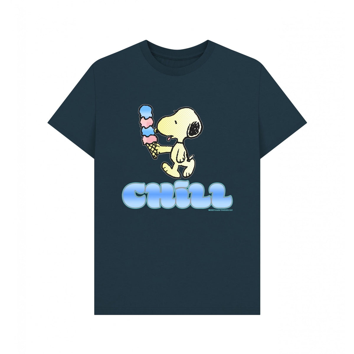 Denim Blue - Front - Peanuts Unisex Adult Snoopy Ice Cream Summer T-Shirt