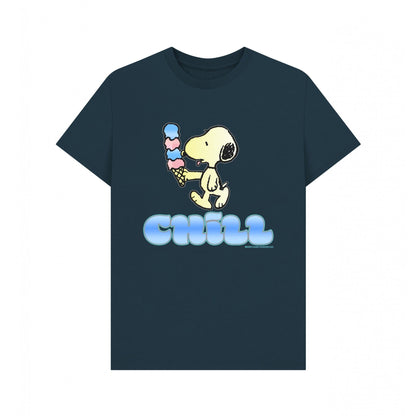 Denim Blue - Front - Peanuts Unisex Adult Snoopy Ice Cream Summer T-Shirt