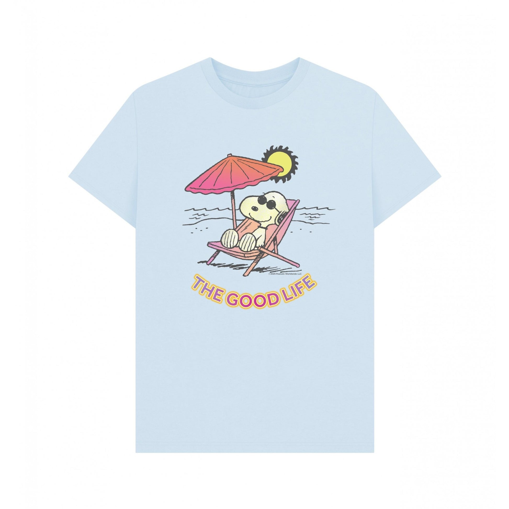 Sky Blue - Front - Peanuts Unisex Adult The Good Life Snoopy Beach Summer T-Shirt