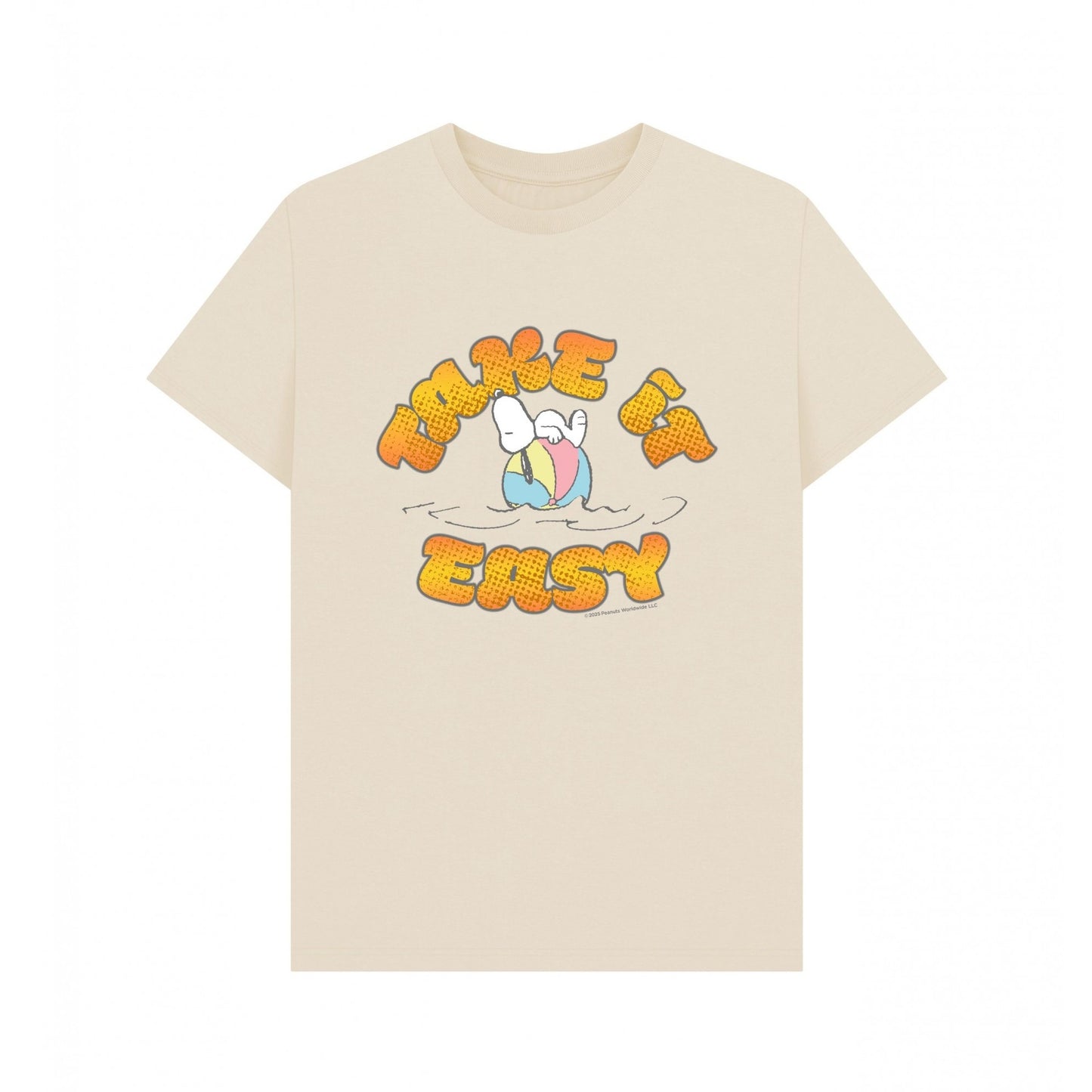 Oat - Front - Peanuts Unisex Adult Take It Easy Snoopy Ball Beach T-Shirt
