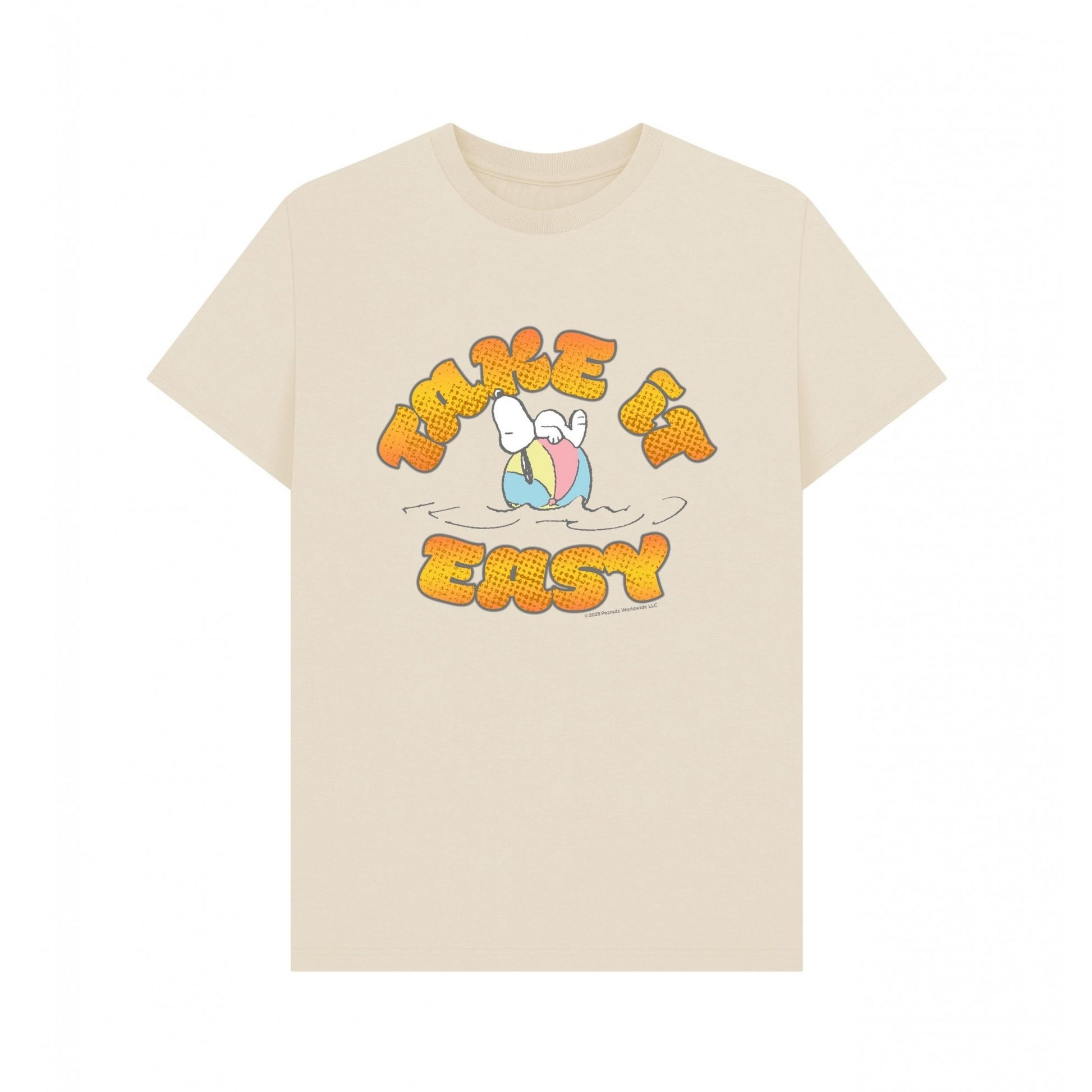 Oat - Front - Peanuts Unisex Adult Take It Easy Snoopy Ball Beach T-Shirt