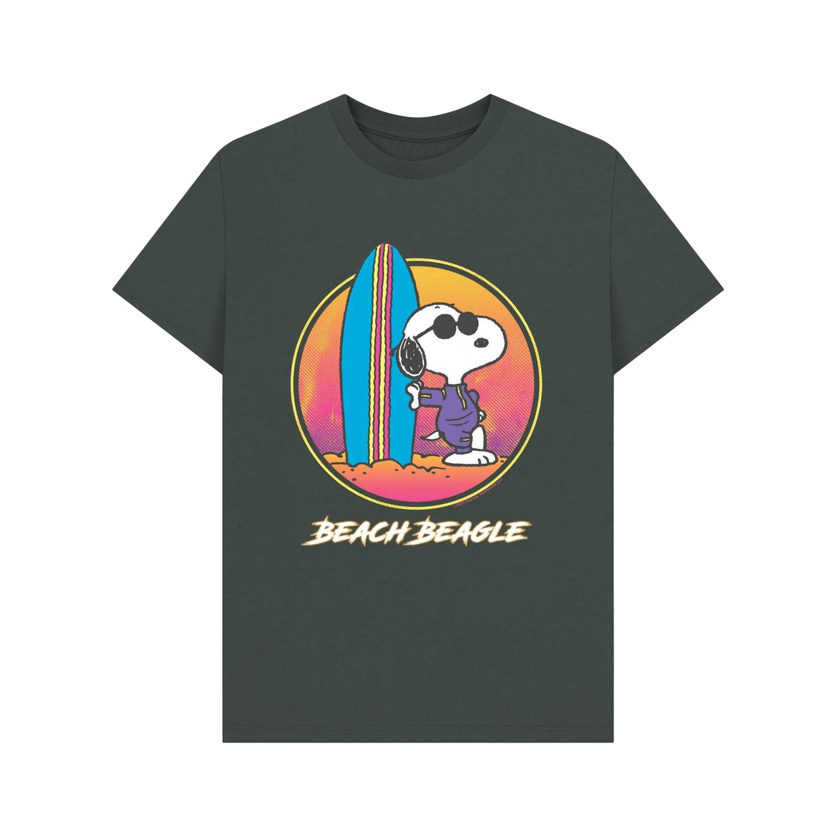 Dark Grey - Front - Peanuts Unisex Adult Fun Snoopy Beach Summer T-Shirt