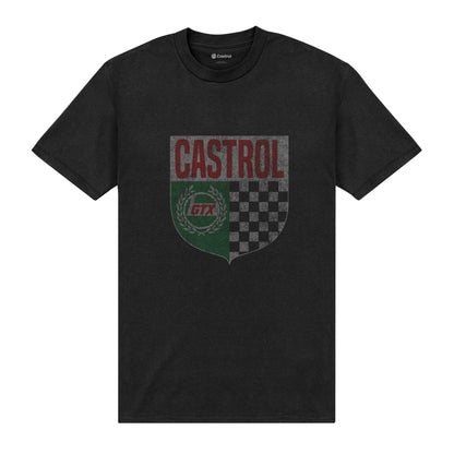 Black - Front - Castrol Unisex Adult Shield T-Shirt