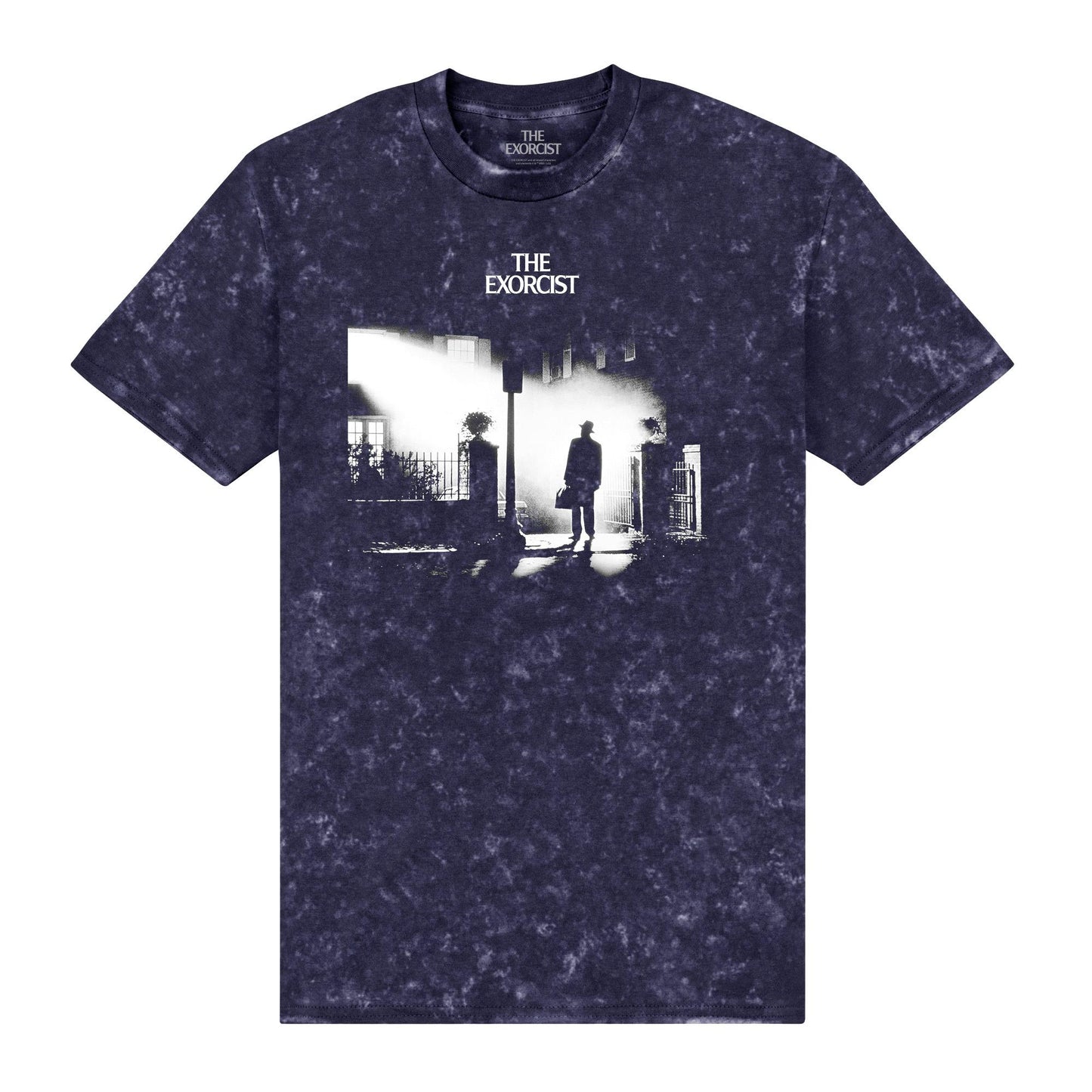 Navy - Front - The Exorcist Unisex Adult Acid Wash T-Shirt