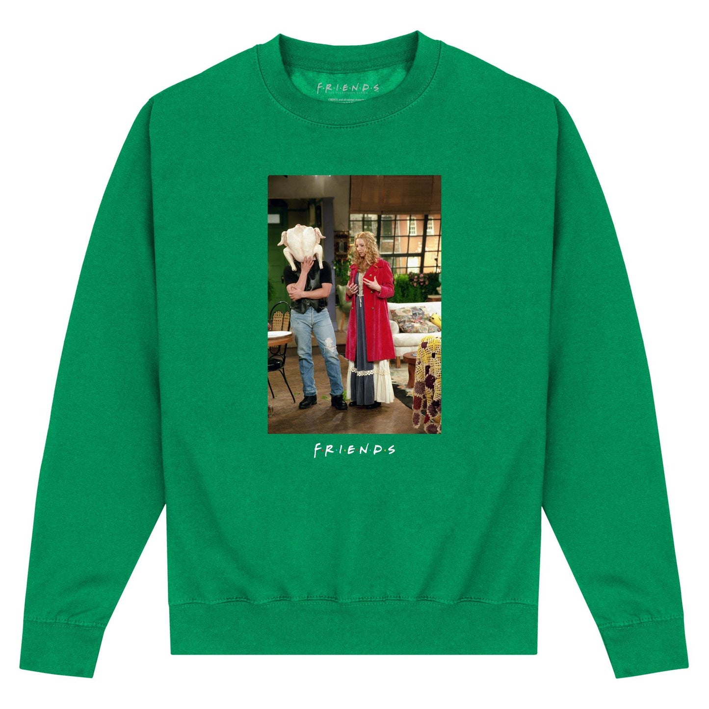 Green - Front - Friends Unisex Adult Turkey Head Joey Sweatshirt