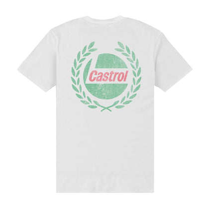 White - Back - Castrol Unisex Adult Wreath T-Shirt