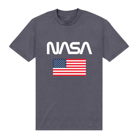 Charcoal - Front - NASA Unisex Adult Stars & Stripes T-Shirt