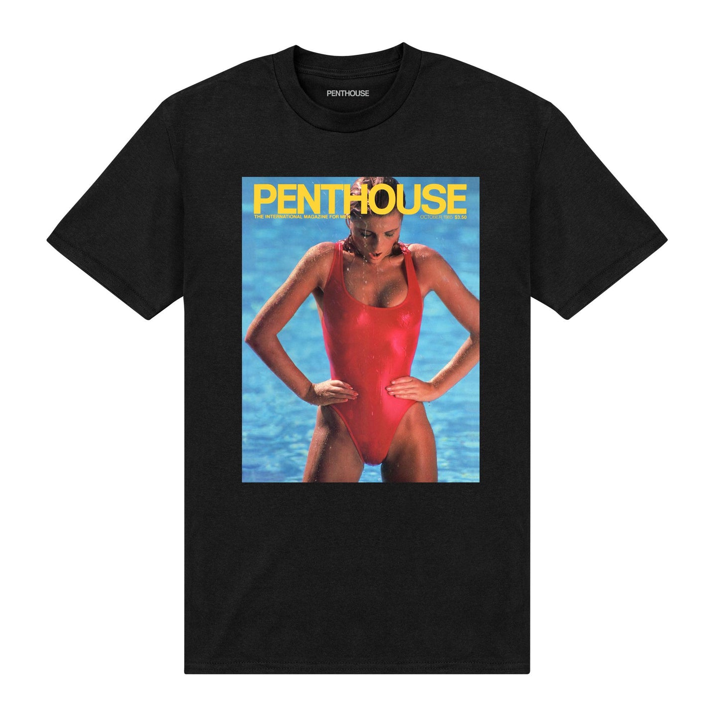 Black - Front - Penthouse Unisex Adult 1985 Cover T-Shirt