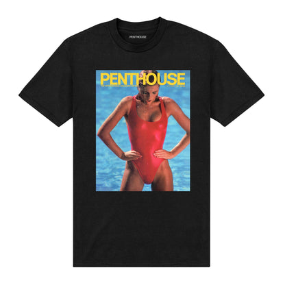 Black - Front - Penthouse Unisex Adult 1985 Cover T-Shirt