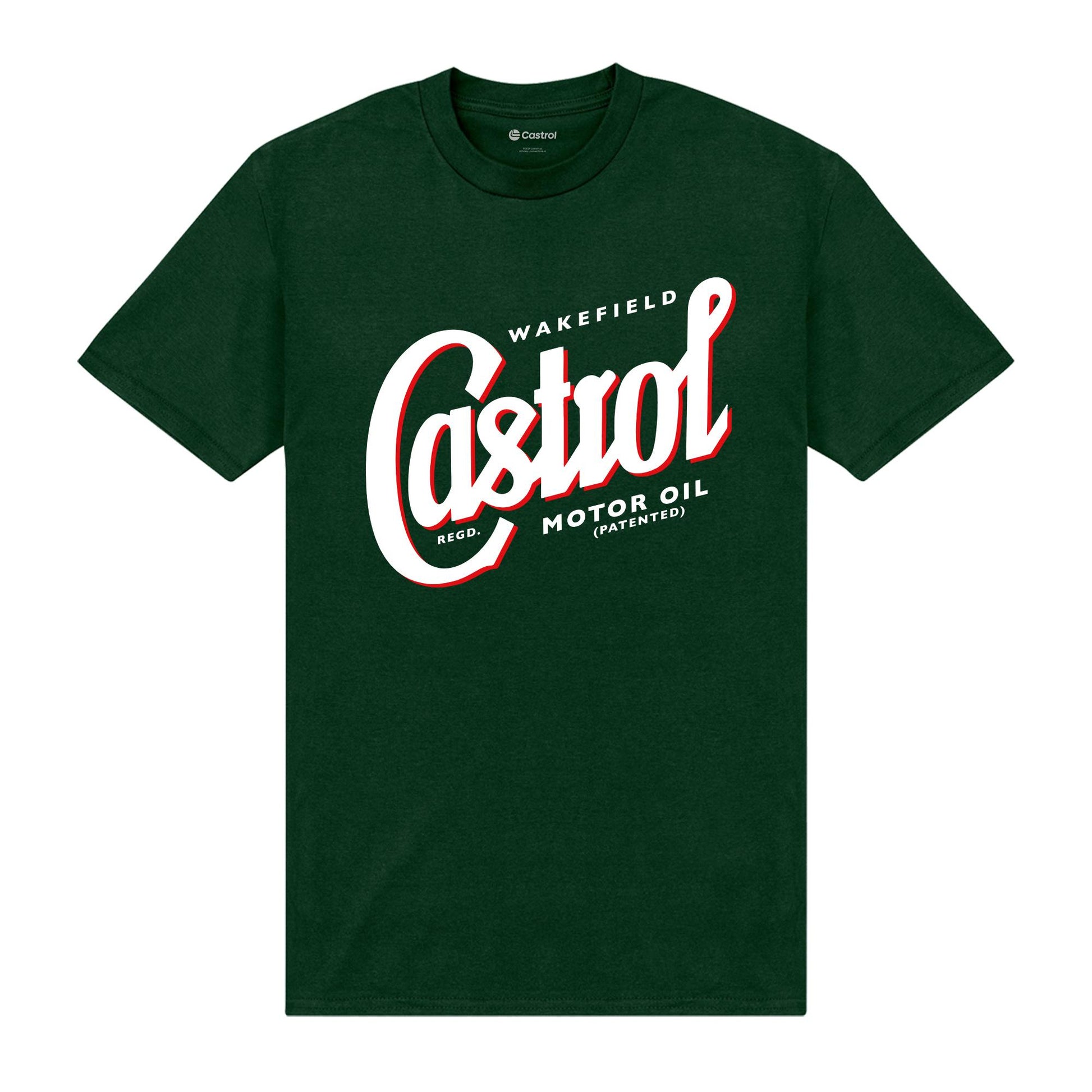 Dark Green - Front - Castrol Unisex Adult Registered Logo T-Shirt