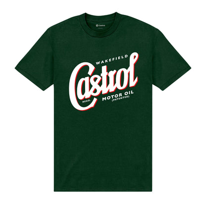 Dark Green - Front - Castrol Unisex Adult Registered Logo T-Shirt