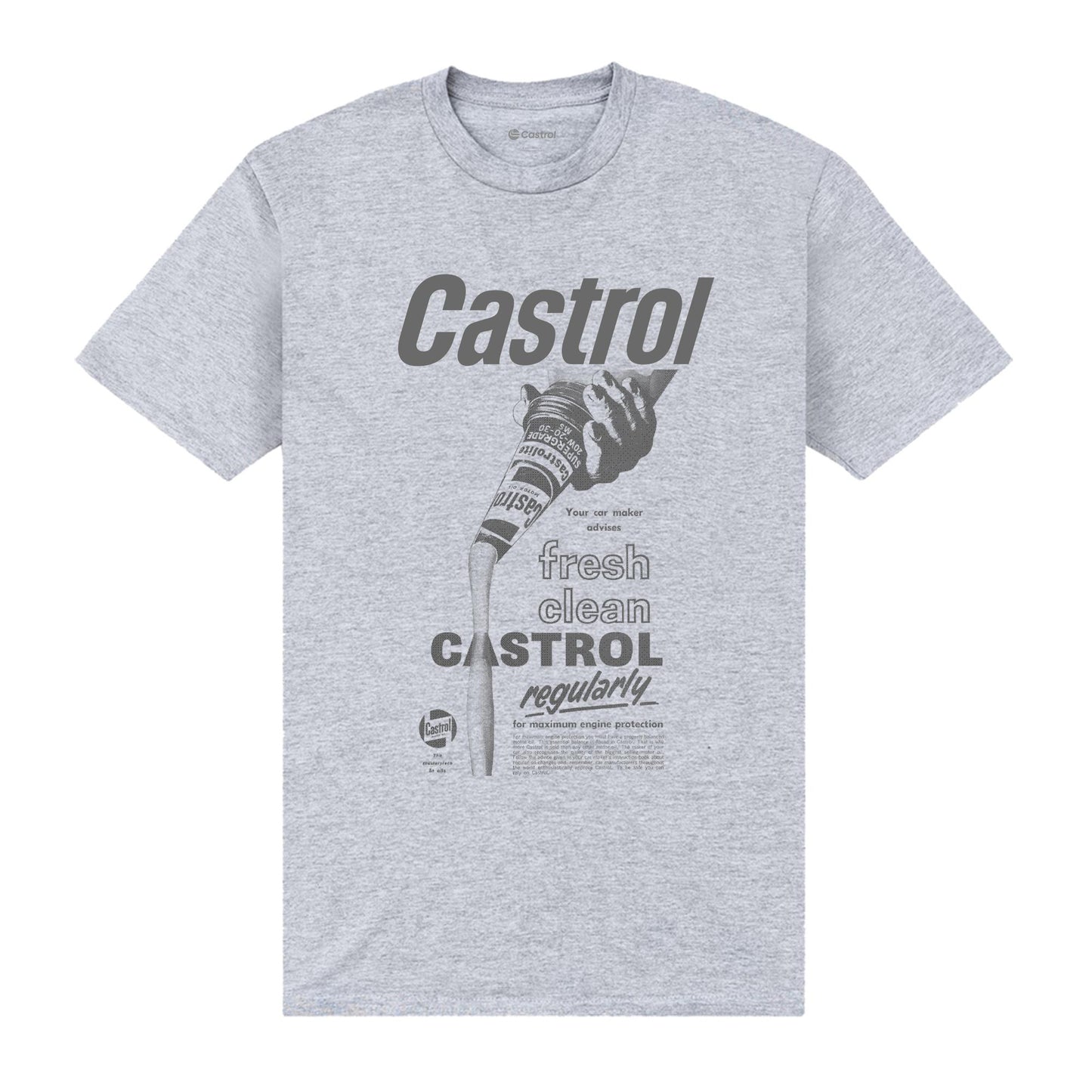 Heather Grey - Front - Castrol Unisex Adult Fresh Clean T-Shirt