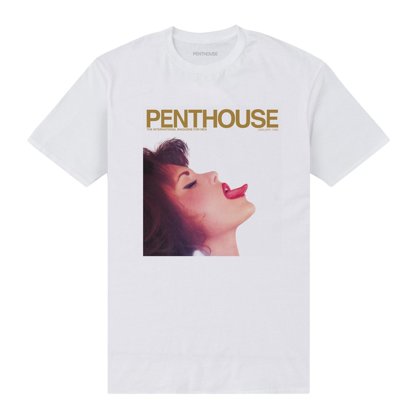 White - Front - Penthouse Unisex Adult 1995 Cover T-Shirt