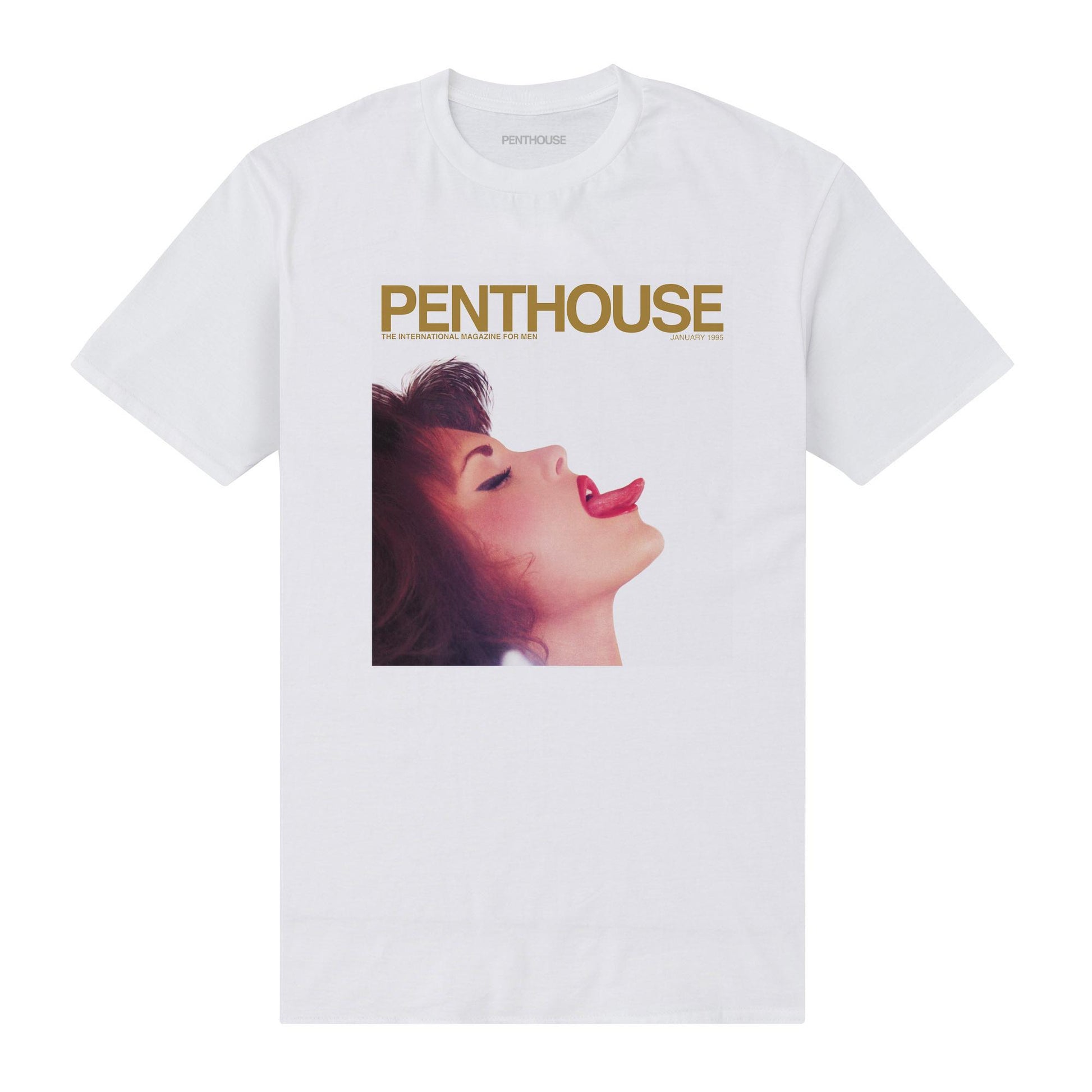 White - Front - Penthouse Unisex Adult 1995 Cover T-Shirt