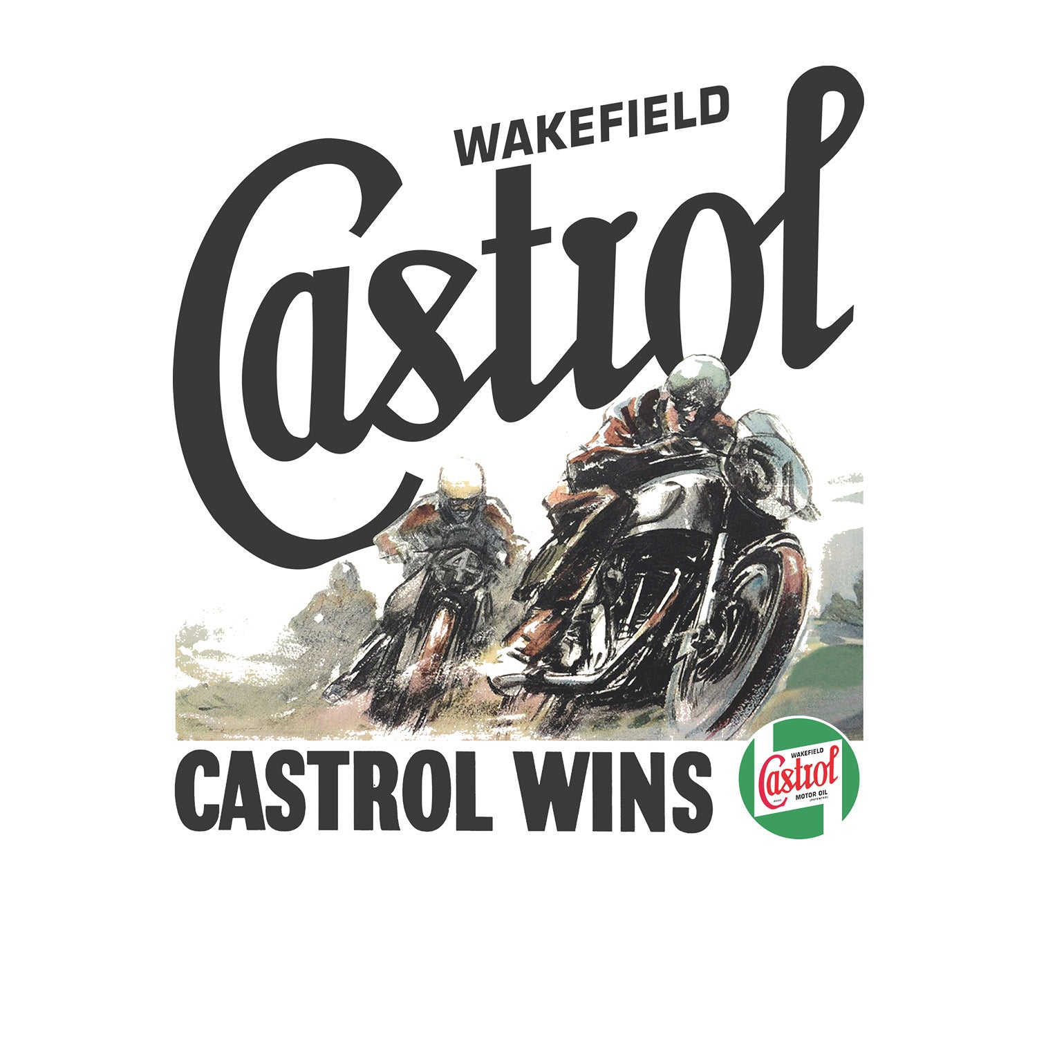 White - Side - Castrol Unisex Adult Wins T-Shirt