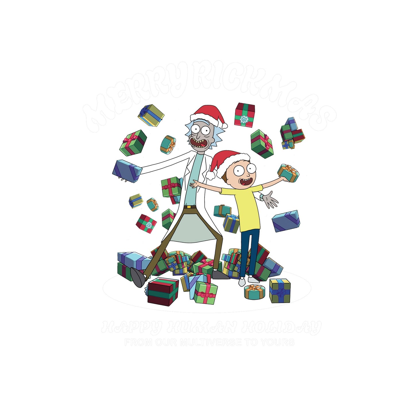 Black - Side - Rick And Morty Unisex Adult Christmas Sweatshirt