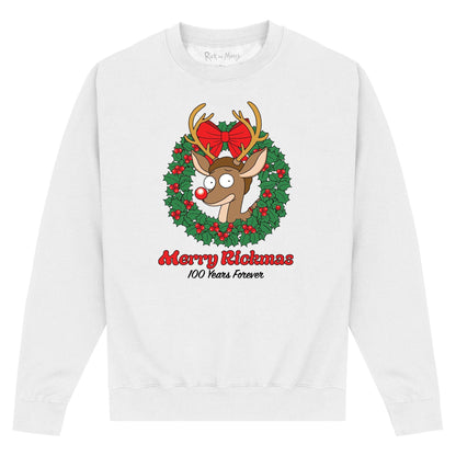 White - Front - Rick And Morty Unisex Adult Wreath Sweatshirt
