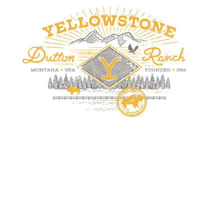 Navy Blue - Side - Yellowstone Unisex Adult Stamp T-Shirt