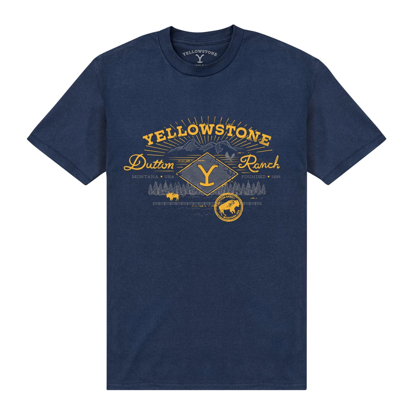 Navy Blue - Front - Yellowstone Unisex Adult Stamp T-Shirt