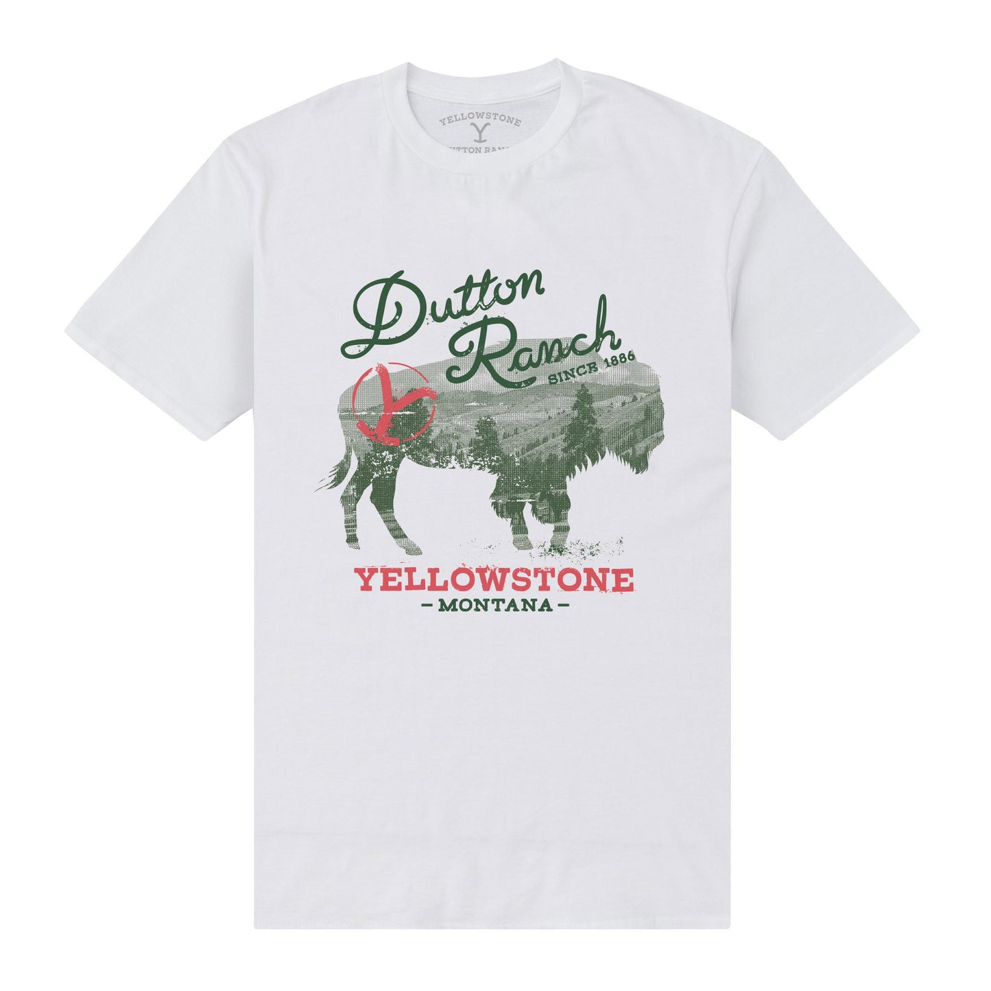White - Front - Yellowstone Unisex Adult Dutton Ranch Buffalo T-Shirt