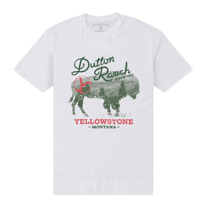 White - Front - Yellowstone Unisex Adult Dutton Ranch Buffalo T-Shirt