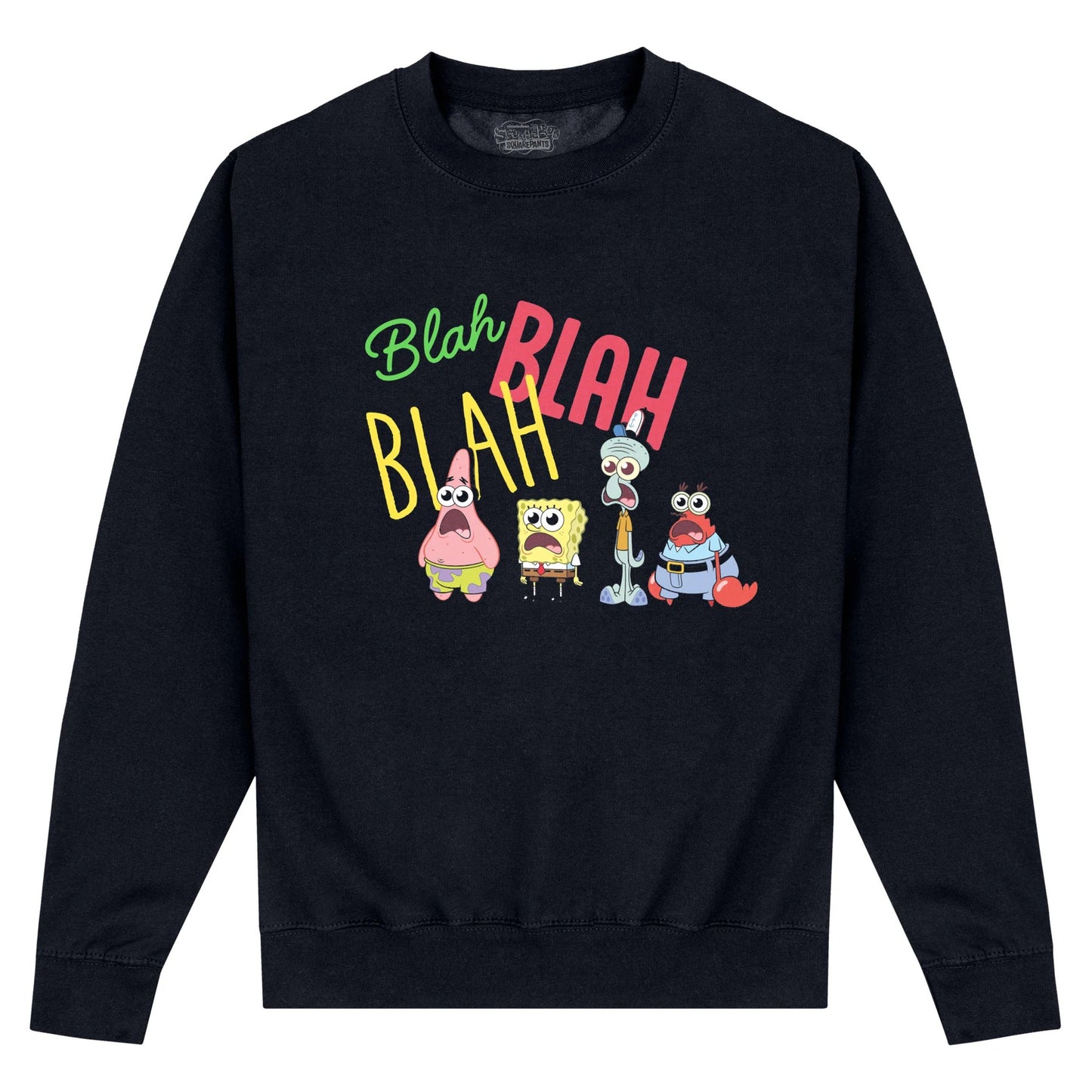 Black - Front - SpongeBob SquarePants Unisex Adult Blah Sweatshirt