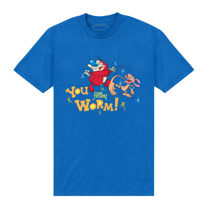 Royal Blue - Front - Ren & Stimpy Unisex Adult You Worm T-Shirt