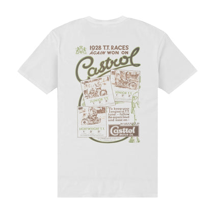 White - Back - Castrol Unisex Adult TT Races T-Shirt