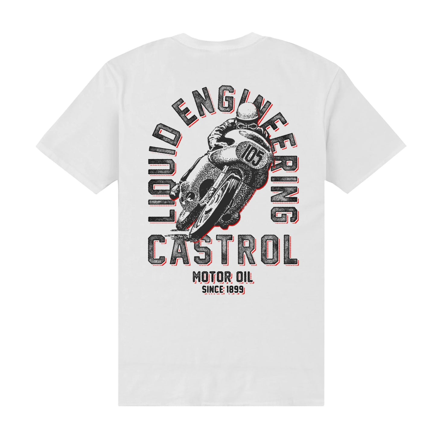 White - Back - Castrol Unisex Adult Mono Pocket Print T-Shirt