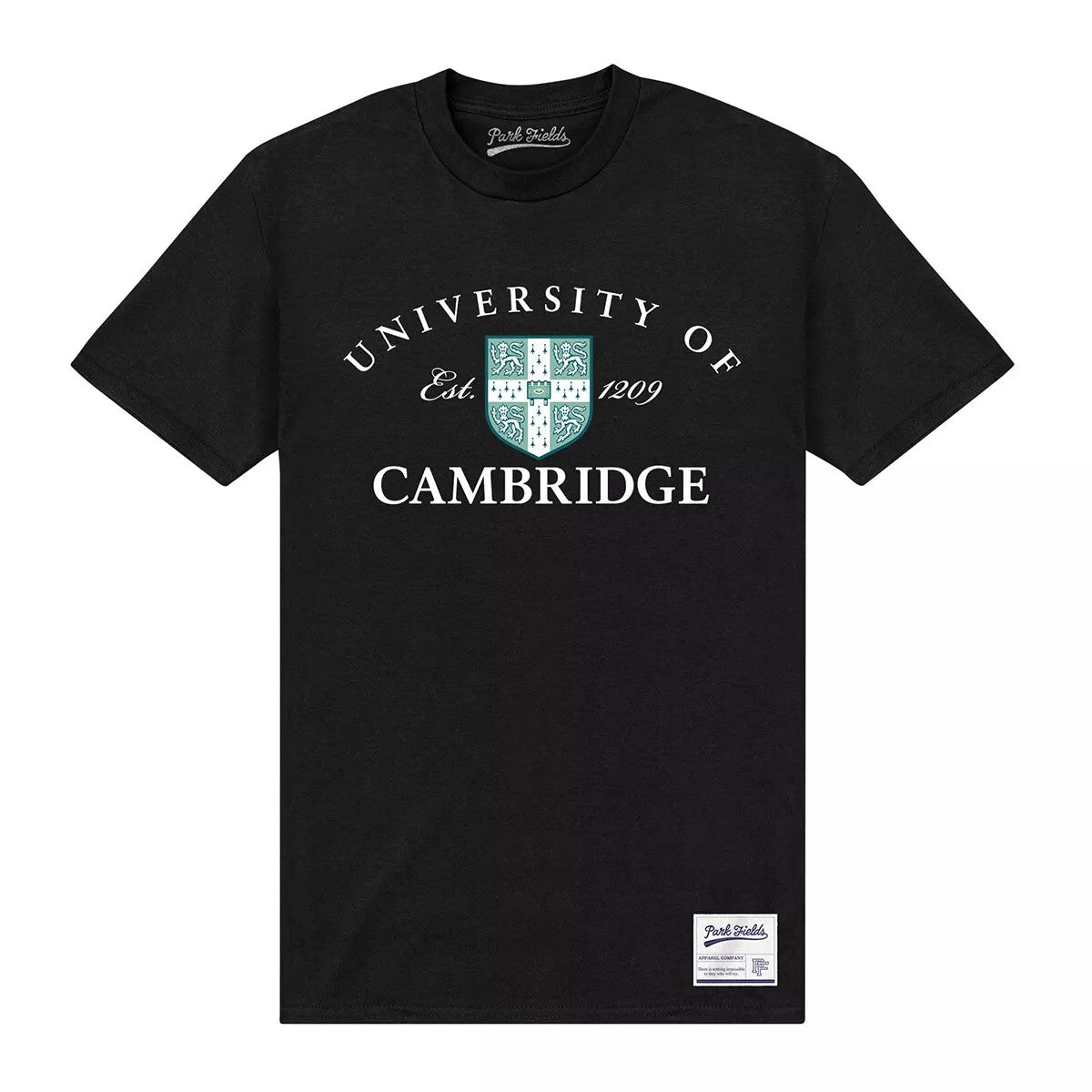 Black - Front - Park Fields Cambridge University Unisex Adult Est 1209 T-Shirt