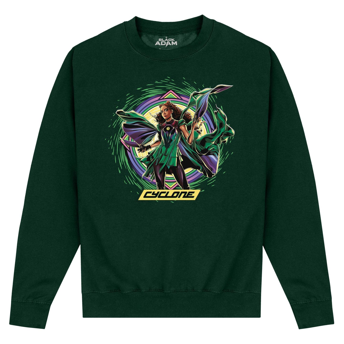Bottle Green - Front - Black Adam Unisex Adult Cyclone Sweatshirt