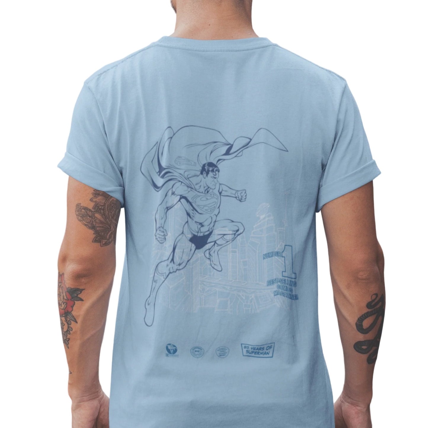 Blue - Close up - Superman Unisex Adult Number One T-Shirt