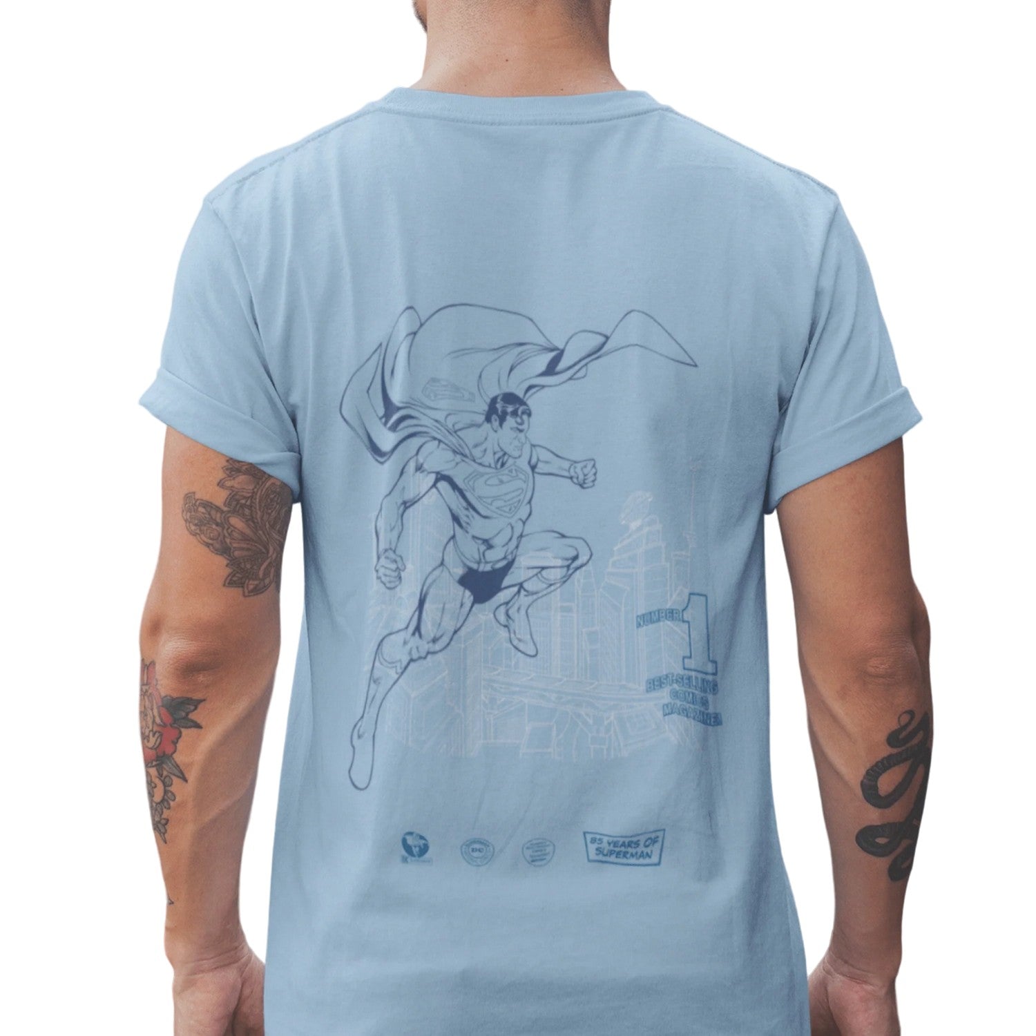 Blue - Close up - Superman Unisex Adult Number One T-Shirt