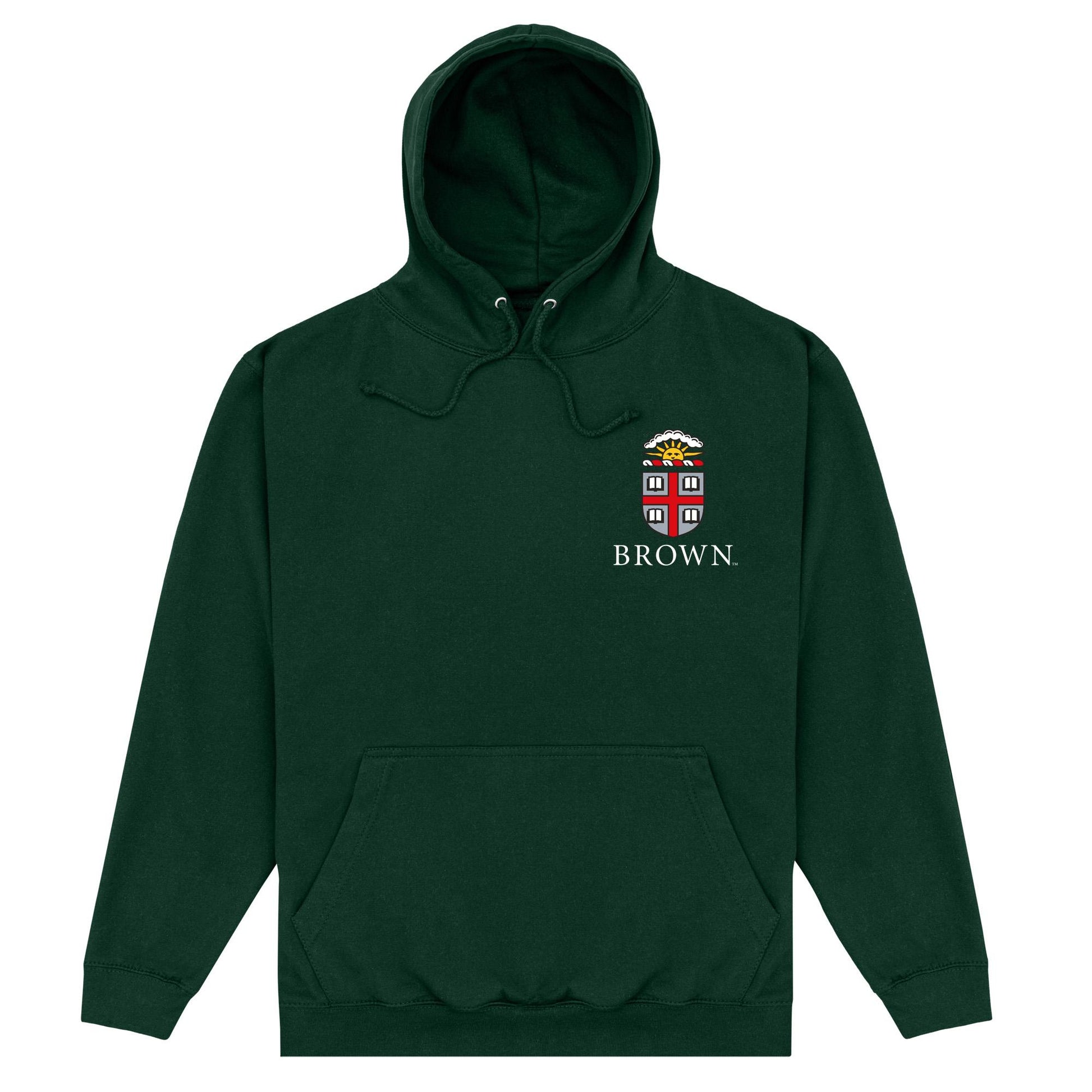 Forest Green - Front - Brown University Unisex Adult Emblem Hoodie