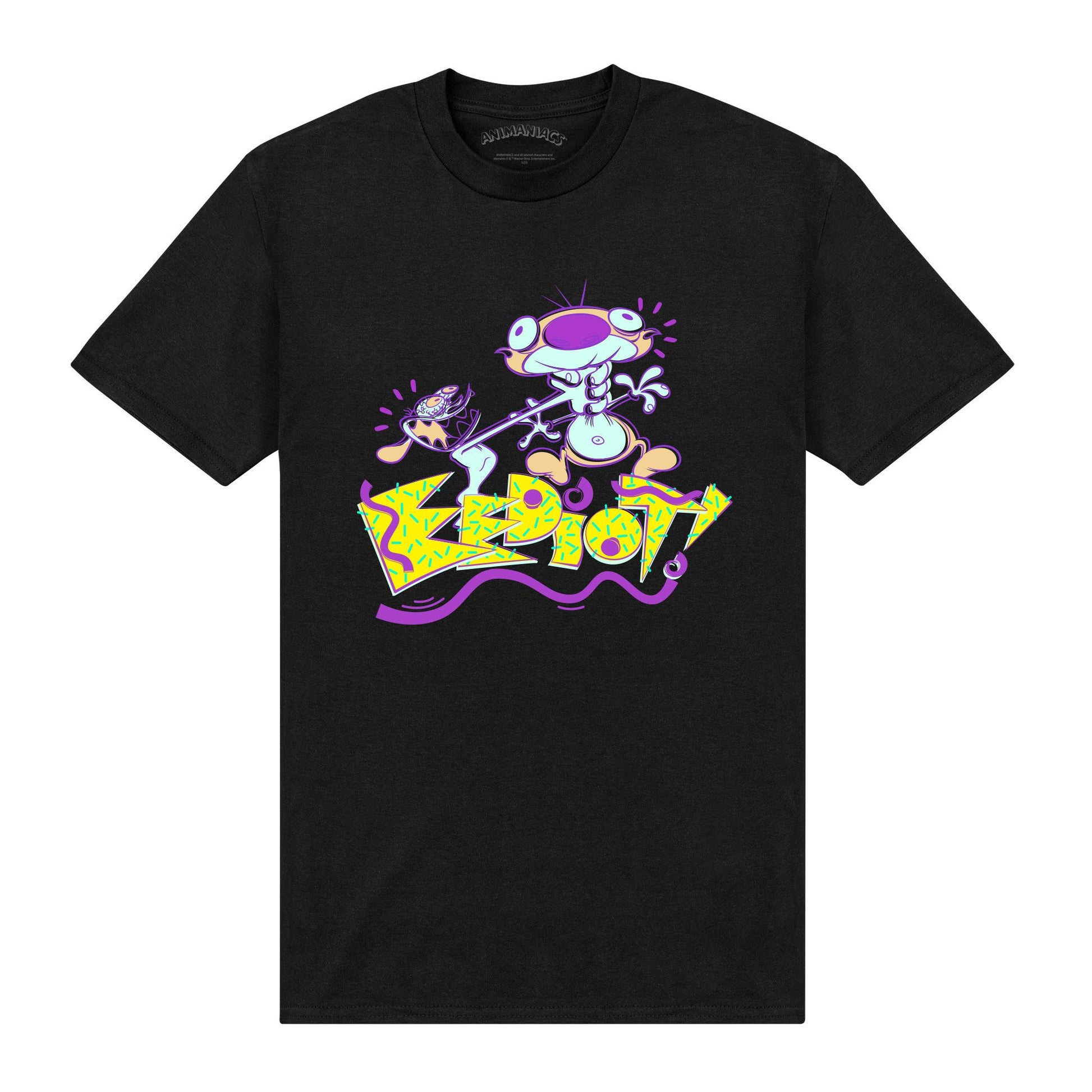 Black - Front - Ren & Stimpy Unisex Adult 90s T-Shirt