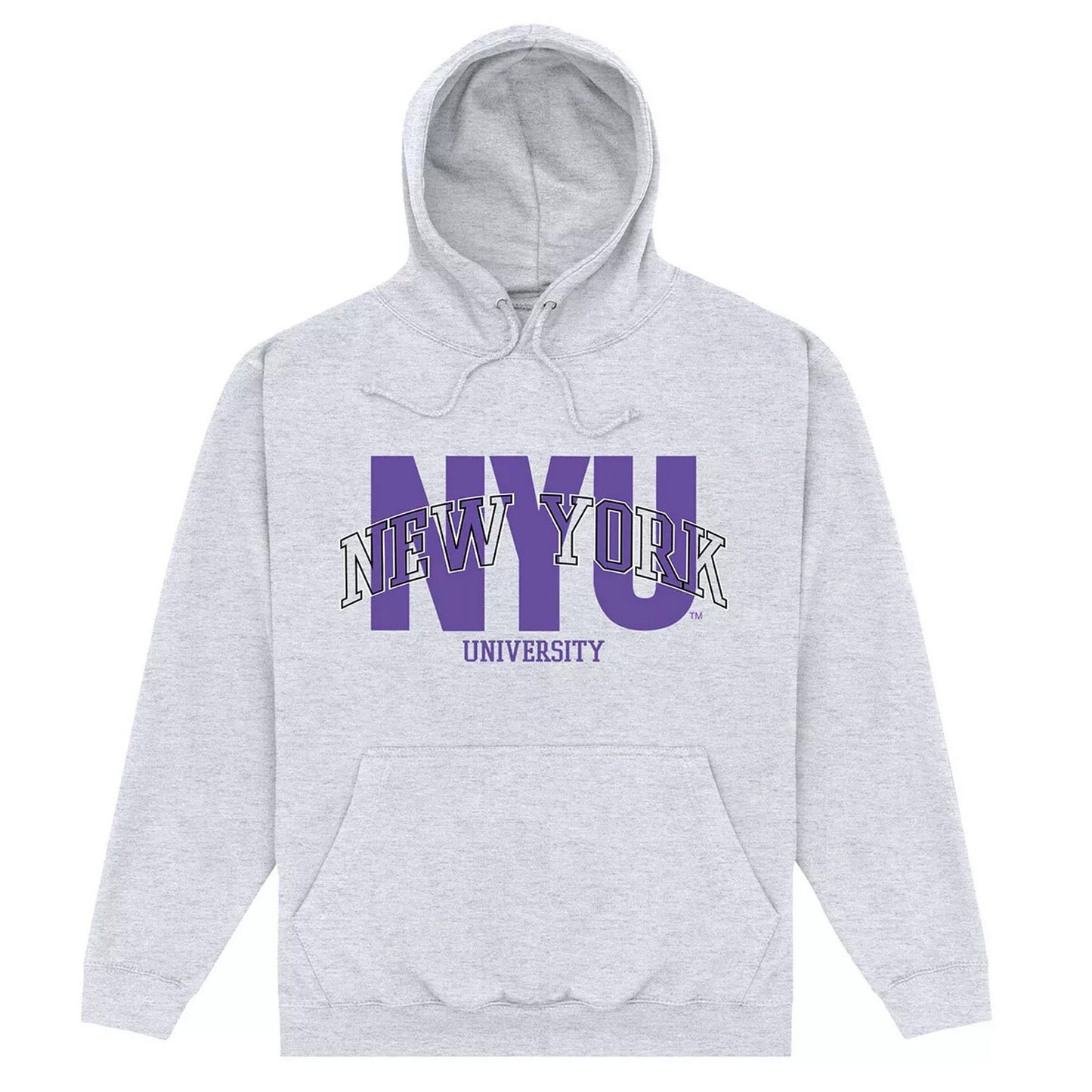Heather Grey - Front - New York University Unisex Adult Script Hoodie