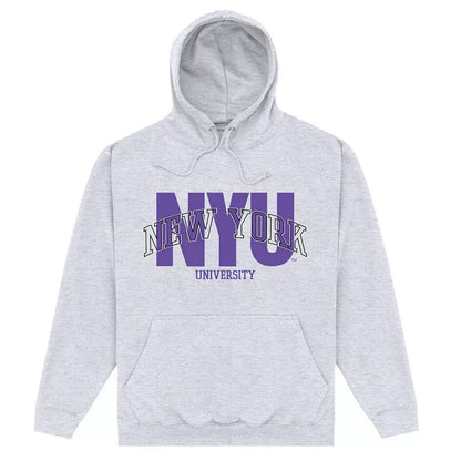 Heather Grey - Front - New York University Unisex Adult Script Hoodie