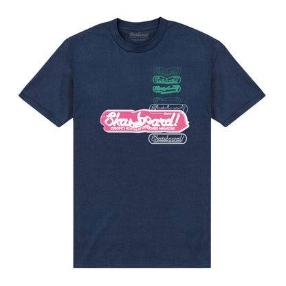 Navy Blue - Front - Skateboard! Unisex Adult Magazine Static T-Shirt