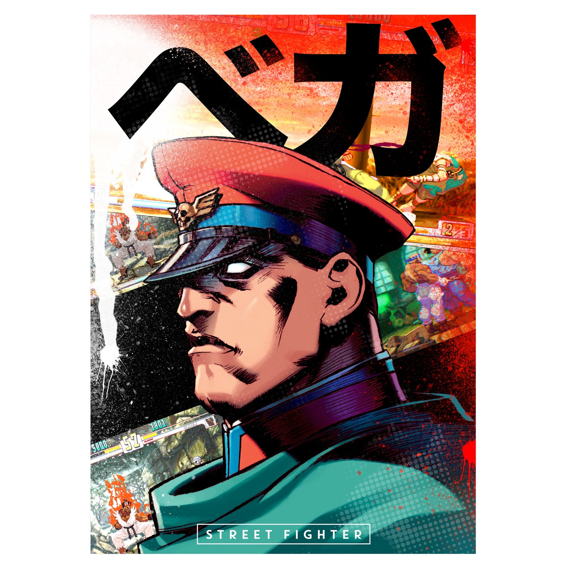 Black - Side - Street Fighter Unisex Adult M Bison T-Shirt