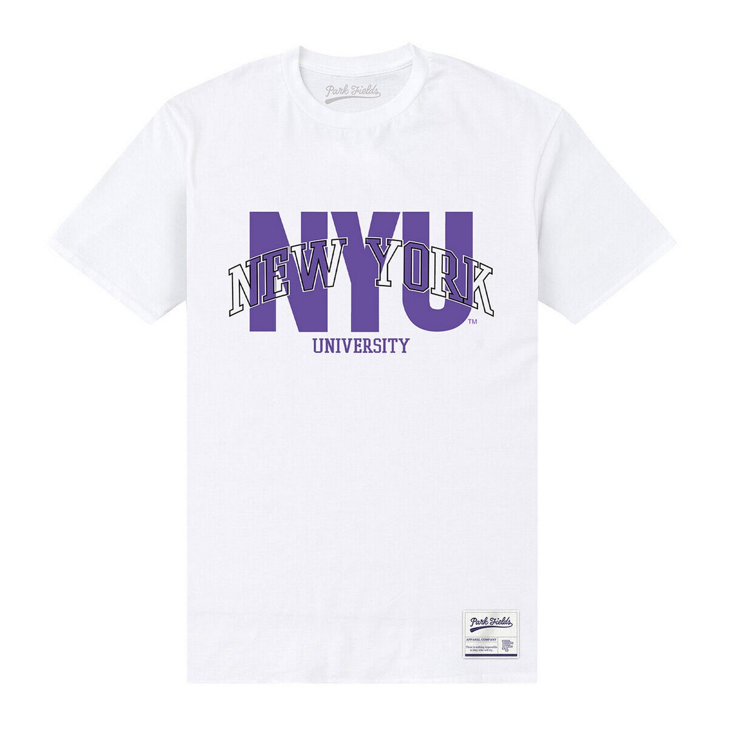 White - Front - New York University Unisex Adult Script T-Shirt